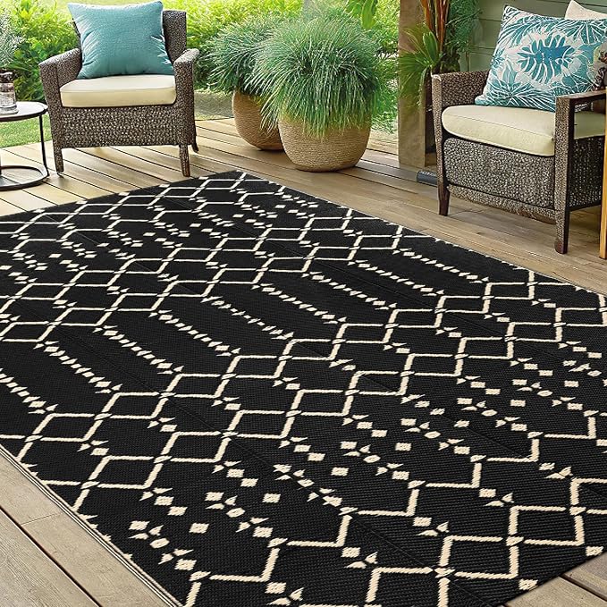 Smiry Outdoor Rug 5x8 ft, Waterproof Reversible Plastic Straw Rugs, Boho - Image 6