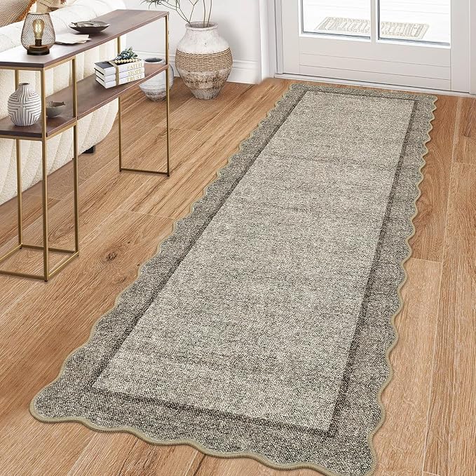 GarveeHome Scalloped Washable Runner Rug 2x10 Runner Modern Kitchen Runner Rug by GarveeHome