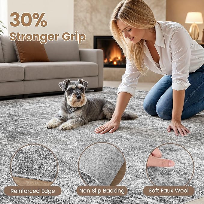 Washable 5x7 Area Rug for Living Room - Image 3