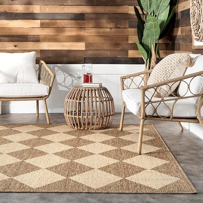Nuloom Outdoor Performance Collection Sabina Brown/Ivory, High Traffic - Image 5