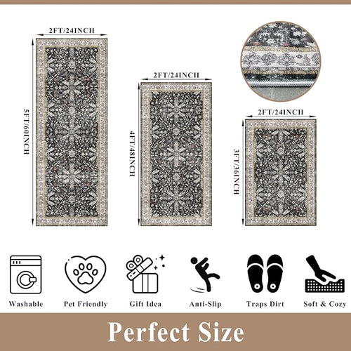 3-Piece Washable Kitchen Rug Set of 3 - Image 2