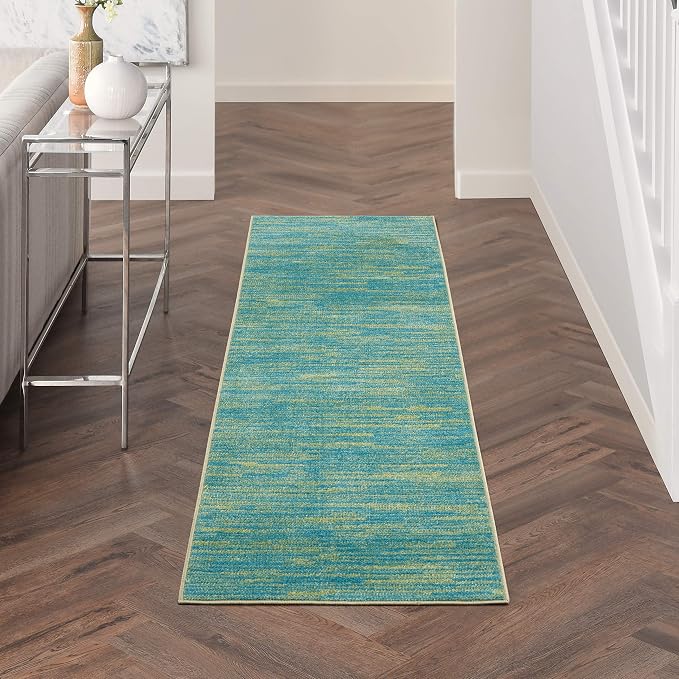 Nourison Home Nourison Essentials Blue Green 2'2" x 10' Area Rug - Image 3