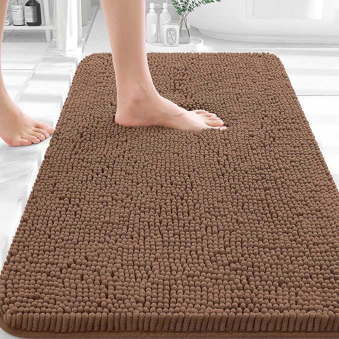 OLANLY Bathroom Rugs 35x24, Extra Soft Absorbent Chenille Bath Rugs, Rubber by OLANLY
