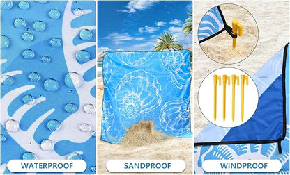 WIWIGO Beach Blanket Waterproof Sandproof Beach Mat 79" X 83"/10'x9'for 2-8 - Image 3