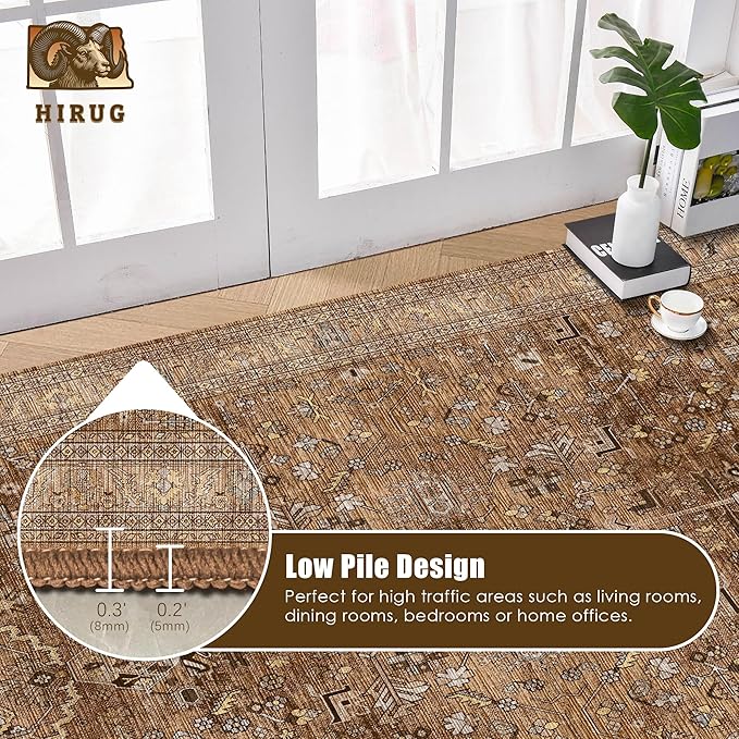 Washable Area Rug 6' x 9' Vintage Traditional Persian Mat - Image 5