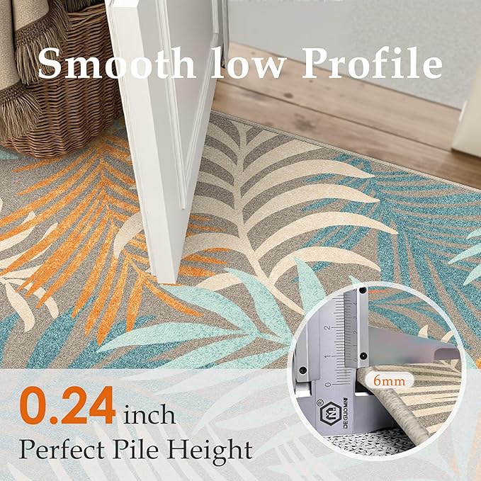 5x7 Indoor Outdoor Area Rug Washable Patio Rug Brown Non Slip Non Shedding - Image 5