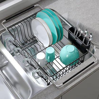 JASIWAY Dish Drying Rack in Sink, Expandable Stainless Steel Dish Drainers by JASIWAY