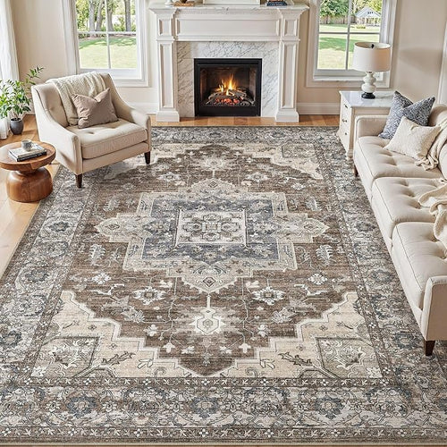 9x12 Area Rugs Living Room: Washable Vintage Rug Large Non-Slip Stain Resistant by JessibouAreaRug