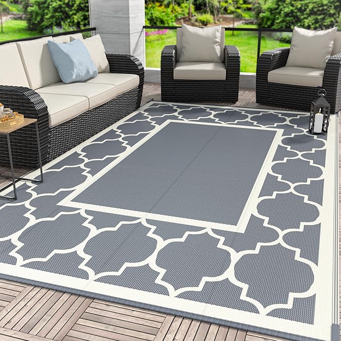 GENIMO 5 ' x 8 ' Outdoor Rug for Patio, Waterproof Indoor Outdoor Plastic Straw by GENIMO