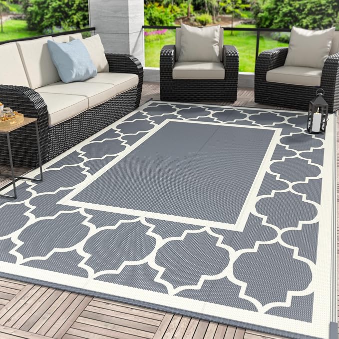 GENIMO 8 ' x 10 ' Outdoor Rug for Patio, Waterproof Indoor Outdoor Plastic by GENIMO