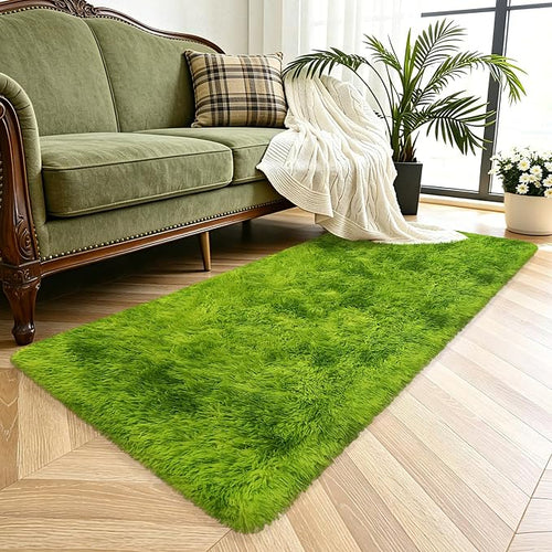 2x5 Feet Tie-Dye Green Shag Fluffy Rug - Image 2