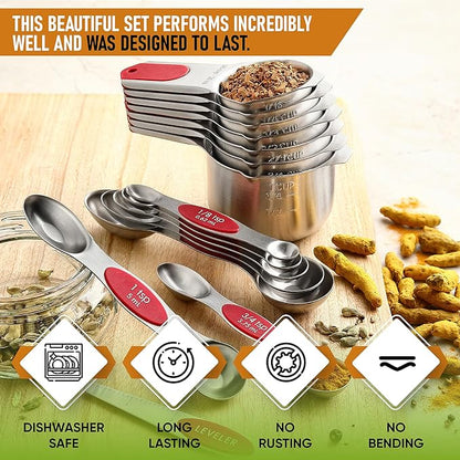 Spring Chef Magnetic Measuring Cups & Spoons Set, Strong N45 Magnets, Heavy - Image 2
