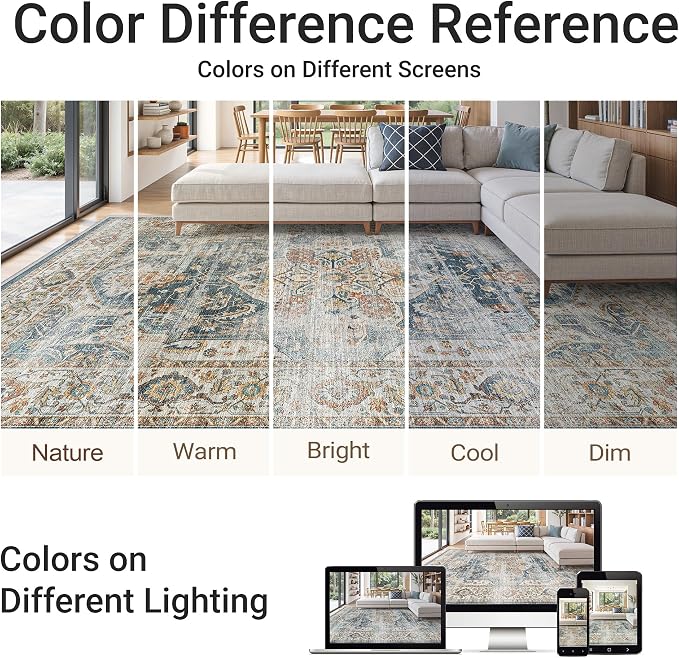 befbee 5x7 Area Rugs for Living Room, Stain Resistant Washable Rug, Non-Slip - Image 6