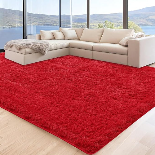 6x9 Red Area Rugs for Living Room, Large Fluffy Shag Rug for Bedroom Nursery by Unknown