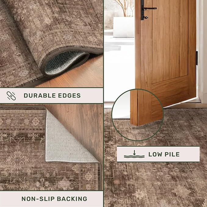 Hazo Haus Brown Earthy Boho Washable 3x10 Extra Long Hallway Runner Rug - Image 5
