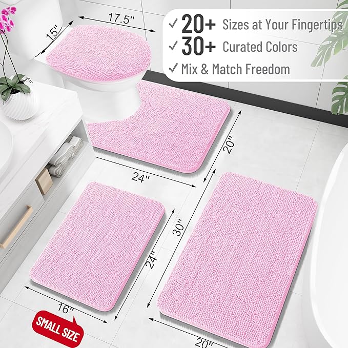 OLANLY Toilet Rugs U-Shaped 20x20, Extra Soft Absorbent Chenille Contour - Image 2