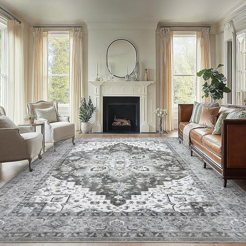 AMADA HOMEFURNISHING 8x10 Area Rugs, Low-Profile Large Washable Area Rug by AMADAHOMEFURNISHING