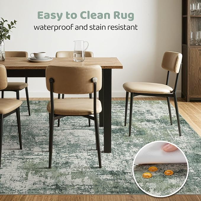 7x10 Area Rug Living Room: Washable Large Abstract Soft Stain Resistant Indoor - Image 6