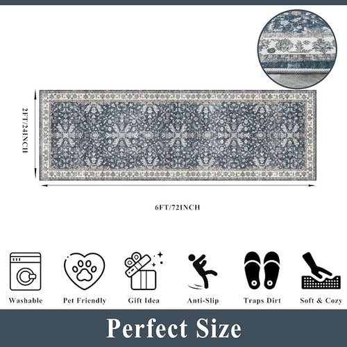 2x6ft Washable Hallway Carpet Runner – Non-Skid Floor Runner Rug - Image 2