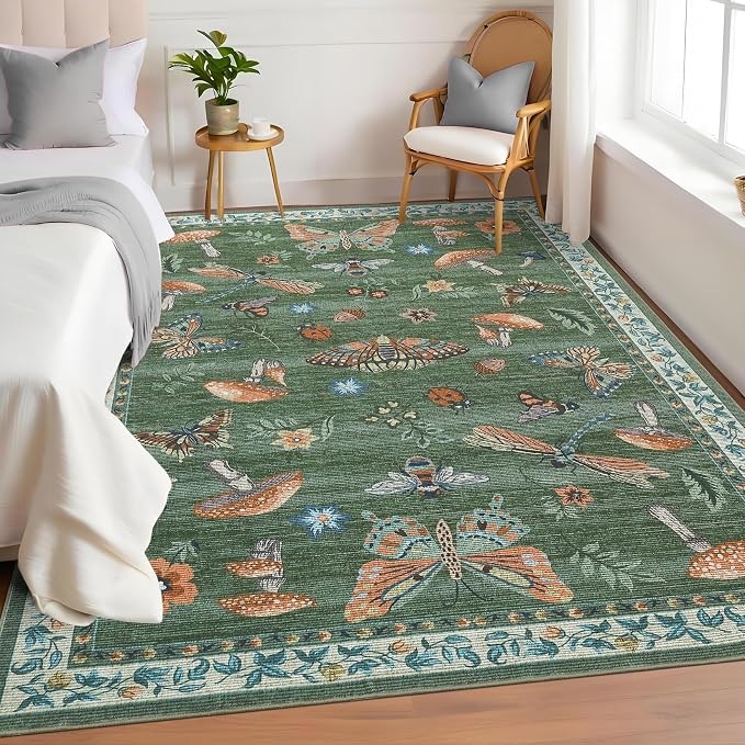 Mushroom Washable 8x10 Rug for Living Room Non Slip 8 x 10 Rug for Bedroom - Image 4