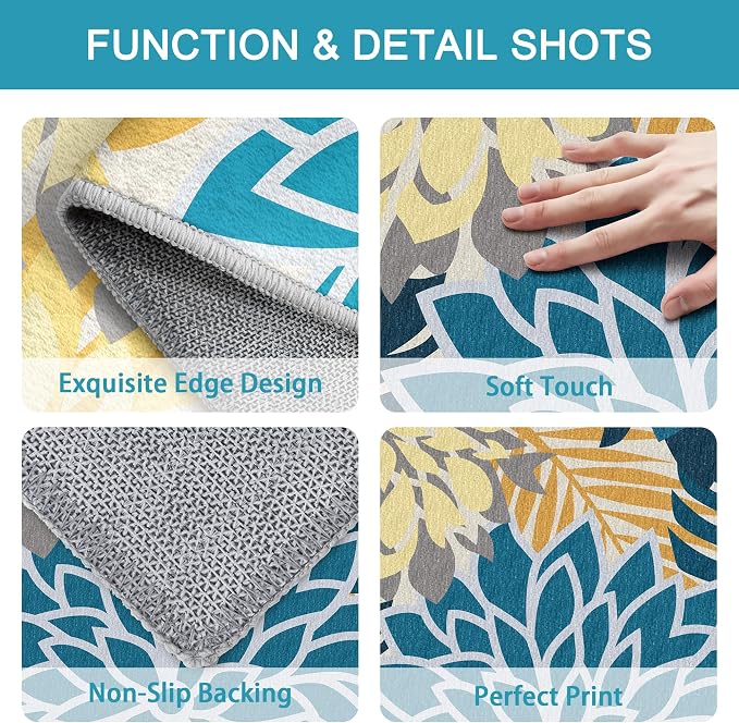 Colorful 4x6 Outdoor Area Rug Washable Rugs Multicolored Patio Rug Tropical - Image 5