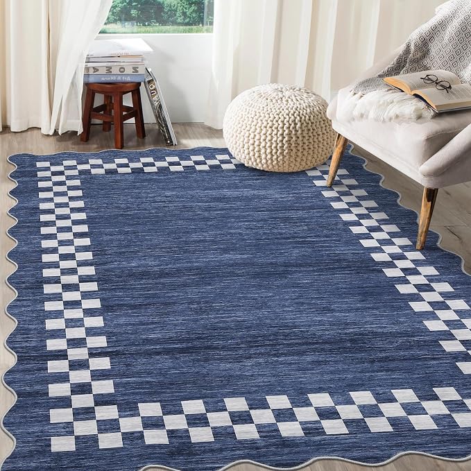 GarveeHome 4x6 Area Rug Small Washable Living Room Rug Scalloped Rug by GarveeHome
