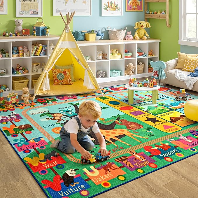 Maxsoft Kids Rug for Playroom, Educational 4x6 Play Mat for Classroom, Washable - Image 5
