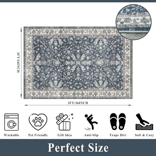 2x3 Non-Slip Washable Kitchen Rug - Image 2