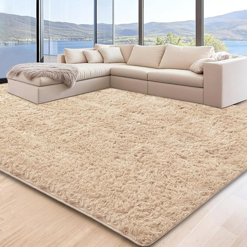 6x9 Beige Area Rugs for Living Room, Large Fluffy Shag Rug for Bedroom Boys by Unknown