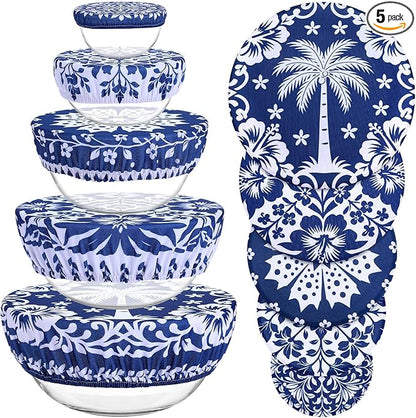 5 Pieces Bowl Covers Reusable, 5 Size Elastic Cloth Bowl Covers by Revahope