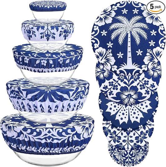 5 Pieces Bowl Covers Reusable, 5 Size Elastic Cloth Bowl Covers by Revahope