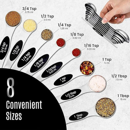 Nextop Stainless Steel Magnetic Measuring Spoons Set – 9 Pieces Dual-Sided - Image 7