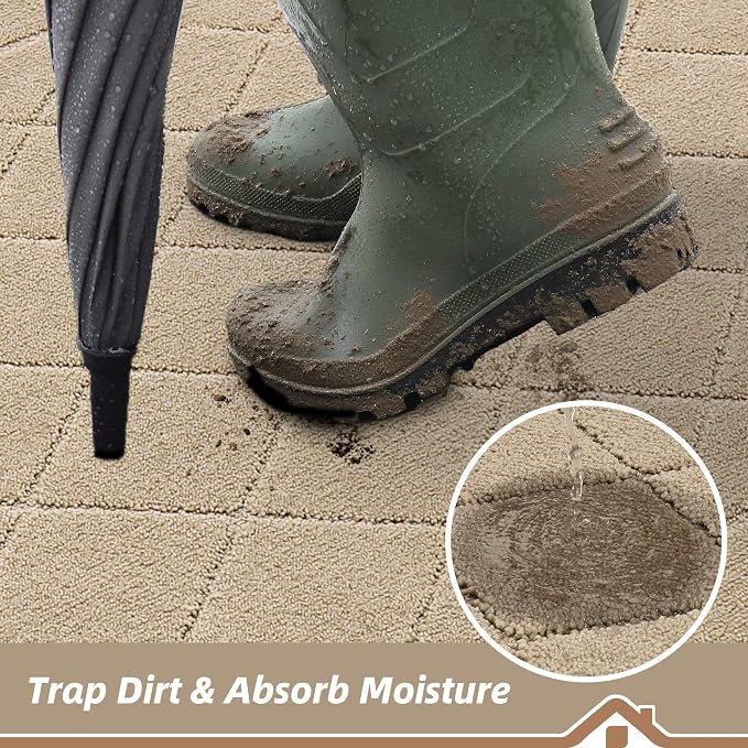BEQHAUSE Dirt Trapper Door Mat 20" x 32", Doormat Non-Slip Entryway Rugs - Image 3