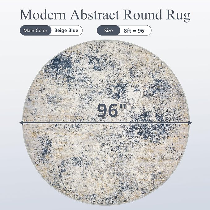 8ft Washable Round Rug - Image 9