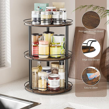 LAMU 10'' Wood Lazy Susan Turntable Organizer - Image 2