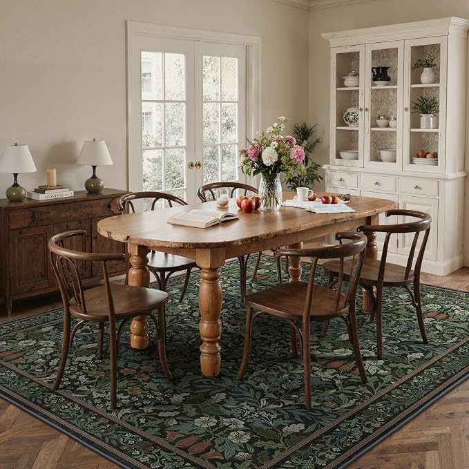 GENIMO Washable 10x14 Area Rug, Vintage Boho Floral Carpet, Soft Low-Pile - Image 3