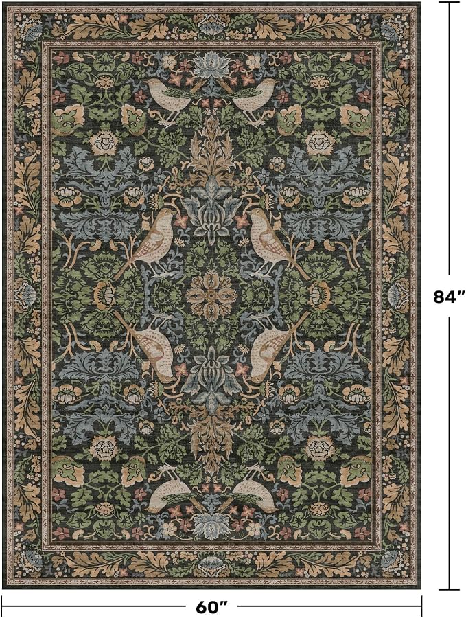 Hazo Haus Vintage Floral Area Rug 5x7 - Image 2