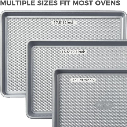 HONGBAKE Naturally Non Toxic Baking Sheet Pan Set of 3, Heavy Duty Aluminized - Image 6