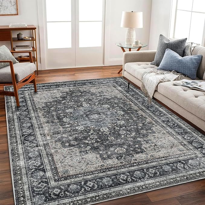 CHAMPLANT Washable Area Rug 8'x10' Retro Boho Design Non-Shedding Non-Slip Easy by CHAMPLANT