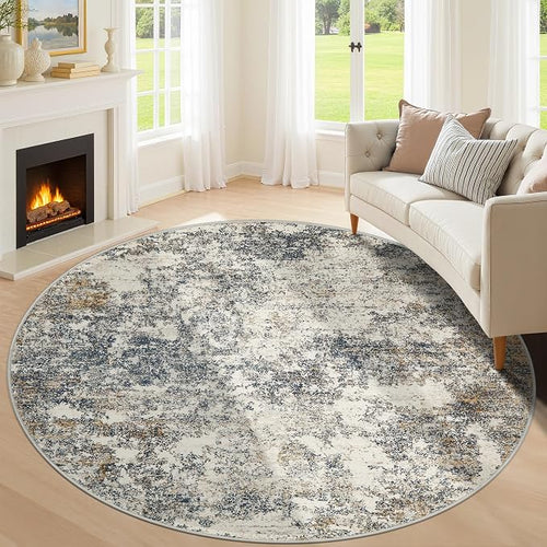 8ft Washable Round Rug by KiginaraArt