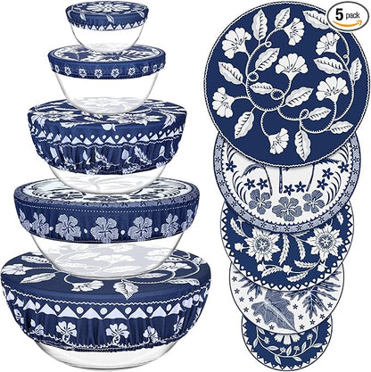 5 Pieces Bowl Covers Reusable, 5 Size Elastic Cloth Bowl Covers by Revahope