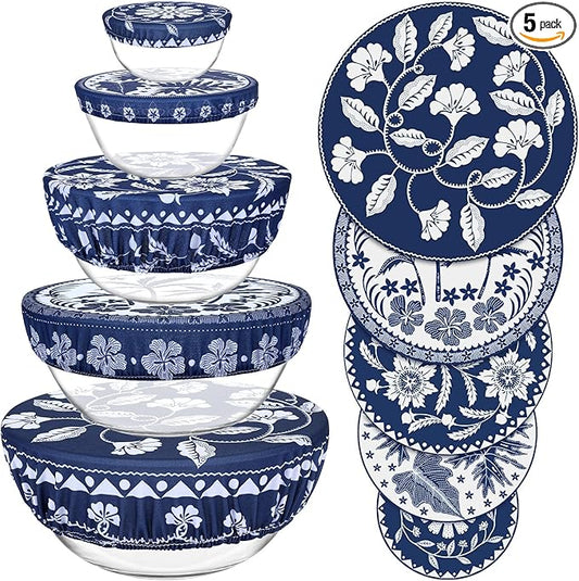 5 Pieces Bowl Covers Reusable, 5 Size Elastic Cloth Bowl Covers by Revahope