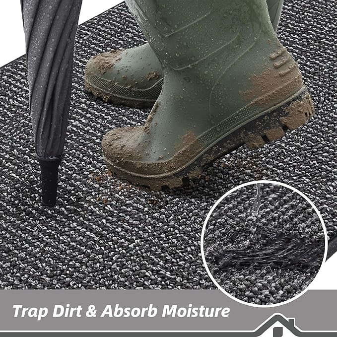 BEQHAUSE Dirt Trapper Door Mat 24" x 36", Non-Slip Washable Doormats Entrance - Image 3