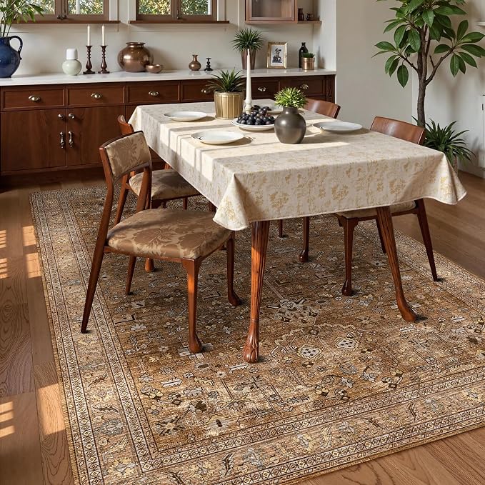 Washable Area Rug 5' x 7' Vintage Traditional Persian Mat - Image 3