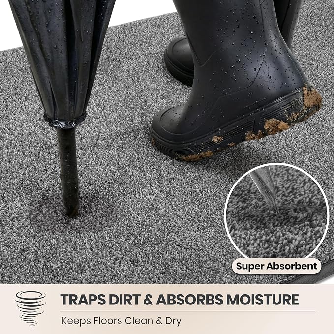 PURRUGS Dirt Trapping Door Mat 24" x 35.5", Non-Slip Machine Washable Entryway - Image 2