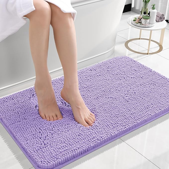 OLANLY Small Bathroom Rugs 24x16, Extra Soft Absorbent Chenille Bath Rugs by OLANLY