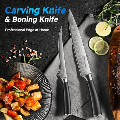 Sunnecko Knife Set with Block and Sharpener - Image 4