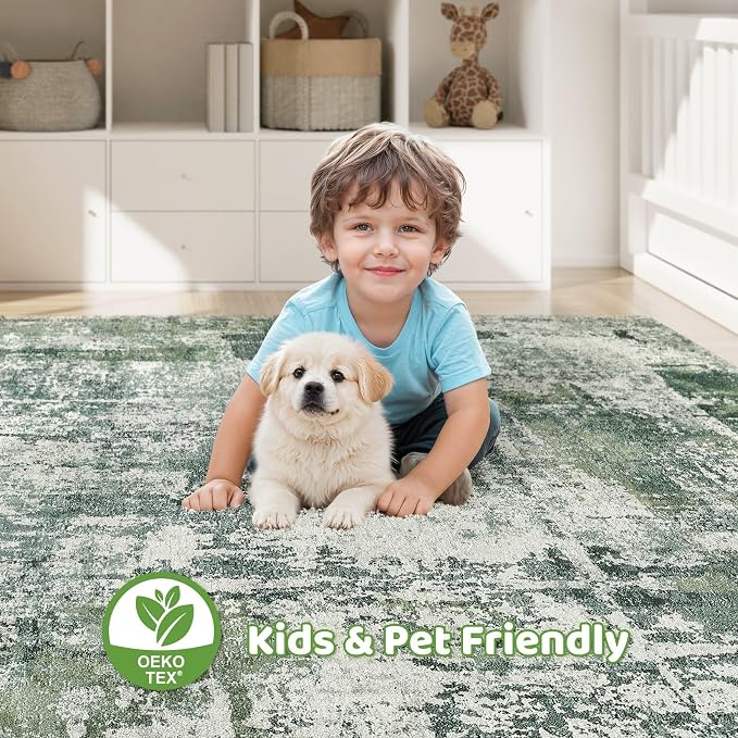 6x8 Area Rug Living Room: Washable Large Abstract Soft Stain Resistant Indoor - Image 7