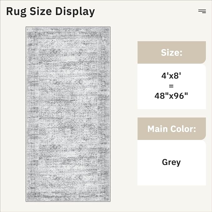 Soalmost Hallway Runner Rug 4x8 Wide: Washable Thin Runners - Image 5