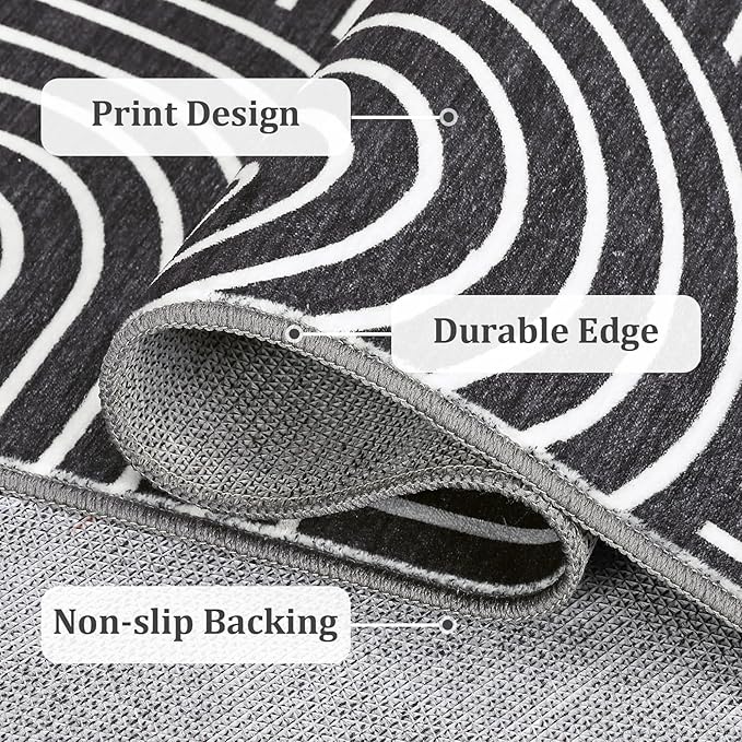 ROYHOME Modern Rug 2x6 Runners for Hallways, Abstract Kitchen Runner Rugs Non - Image 5